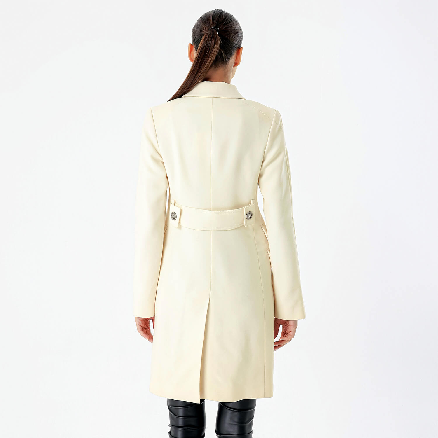 Burberry - Cream Wool Breasted Trench Coat